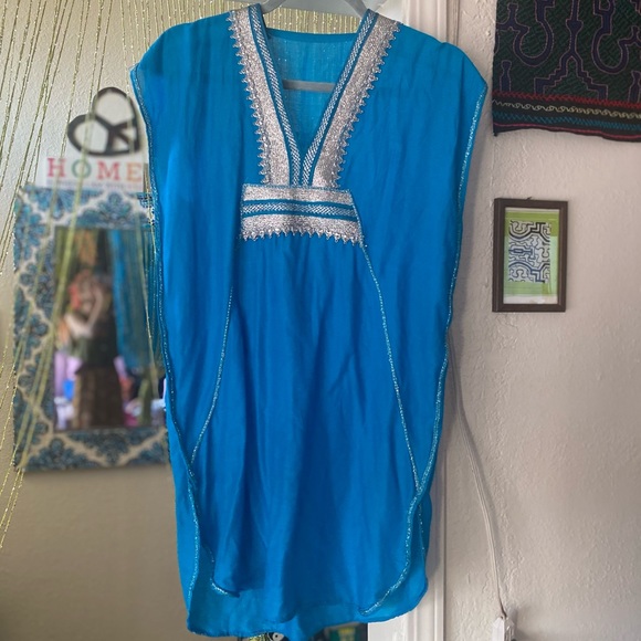Boho Handmade Embroidered Kaftan Tunic Dress - Picture 1 of 9